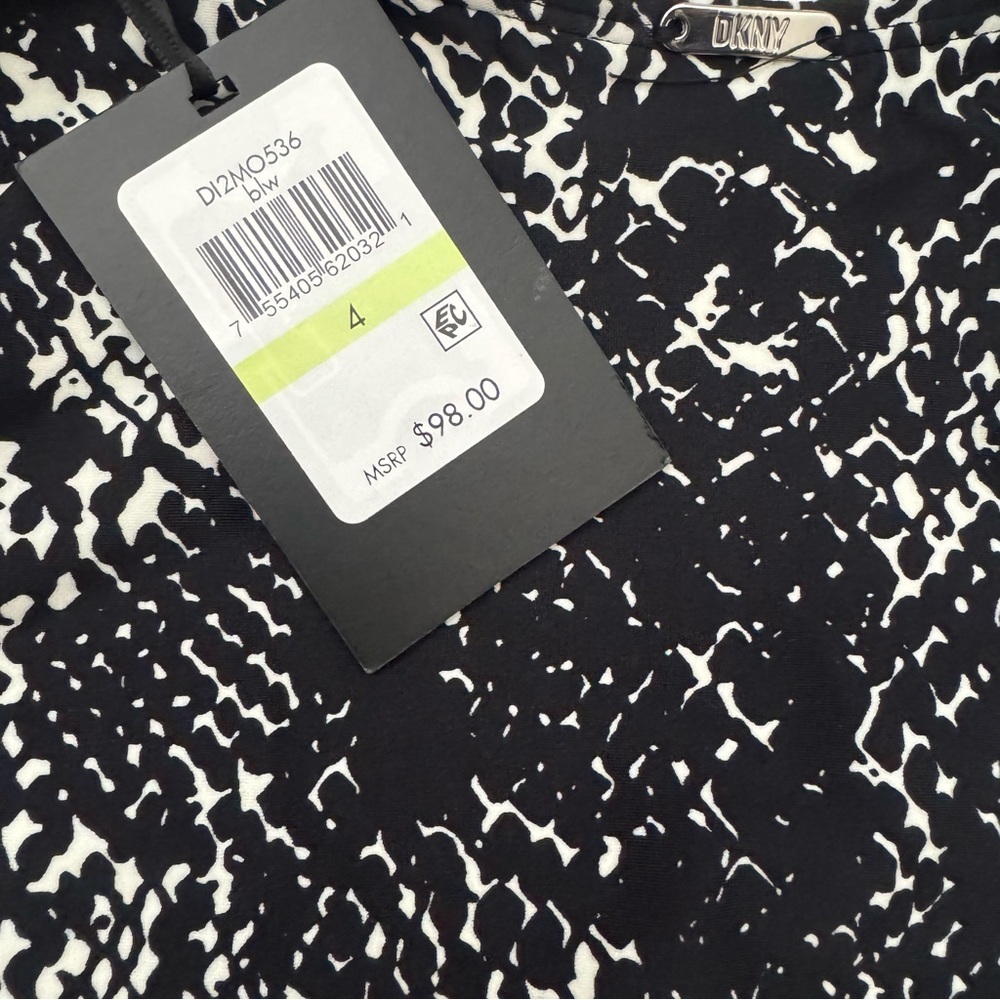 DKNY Snakeskin Print One Piece Swimsuit Ruched Mesh Black White Size 4 - Picture 6 of 7